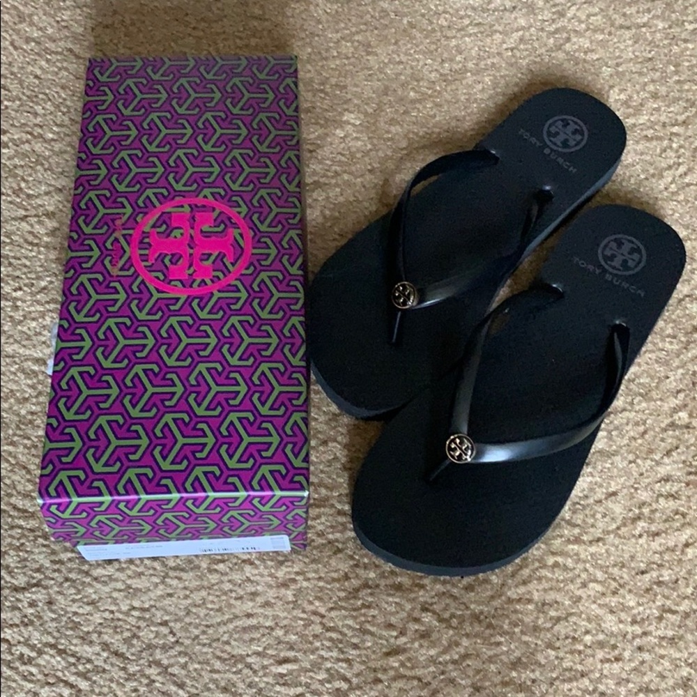 Tory Burch black flip flops *BRAND NEW*
